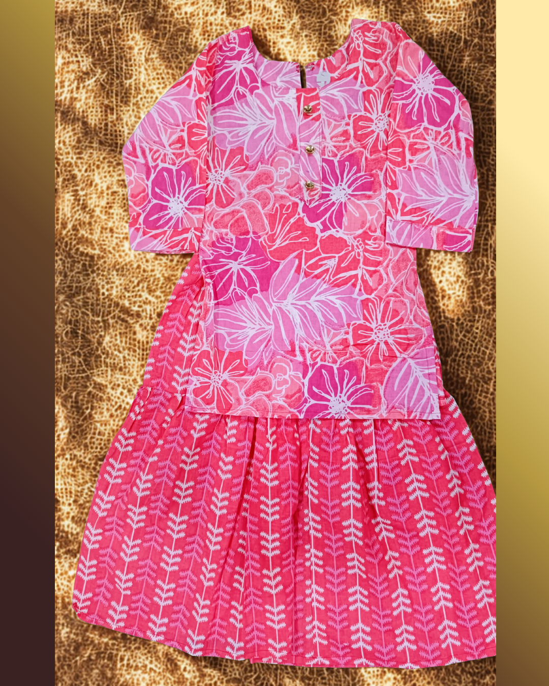 Soft Cotton Baby Girl Kurti Set Red Floral Straight Fit – Comfortable Daily Wear Outfit - Image 4
