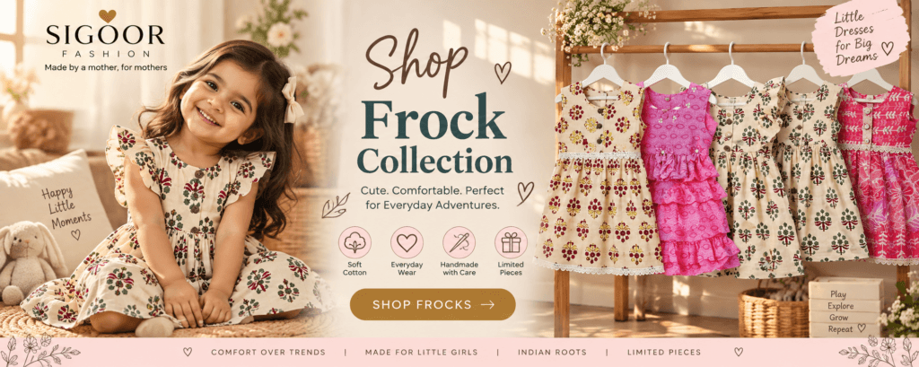 Baby girl frocks collection, handmade cotton daily wear by Sigoor Fashion